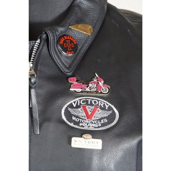 First Classic Leather Jacket with Victory patches & pins - Picture 8 of 13